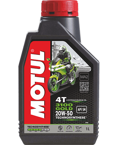 Motul 3100 4T Gold 20W50 API SM Technosynthese Engine Oil for Bikes 1L