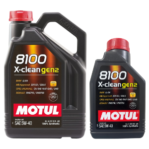 Motul 8100 X-clean gen2 5W-40 100% Synthetic Engine Oil - 4L + 1L Can (5L Total)