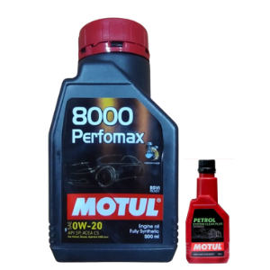 Motul 8000 PERFOMAX 0W-20 (500ml) & PETROL System Cleaner 200ml