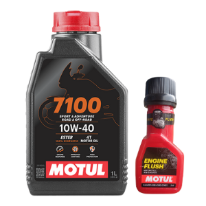 Motul 7100 4T Fully Synthetic 10W-40 Petrol Engine Oil for Bikes 1 L And Engine flush (50ml) Combo