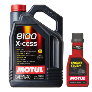 Motul 8100 X-Cess 5W-40 Diesel Engine Oil 4 L and Engine flush