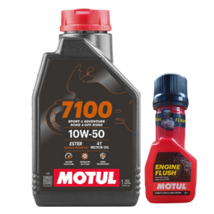 Motul 7100 4T 10W-50 API SN Fully Synthetic Petrol Engine Oil for Bikes (1.5 L) and Engine Flush 50ml Combo