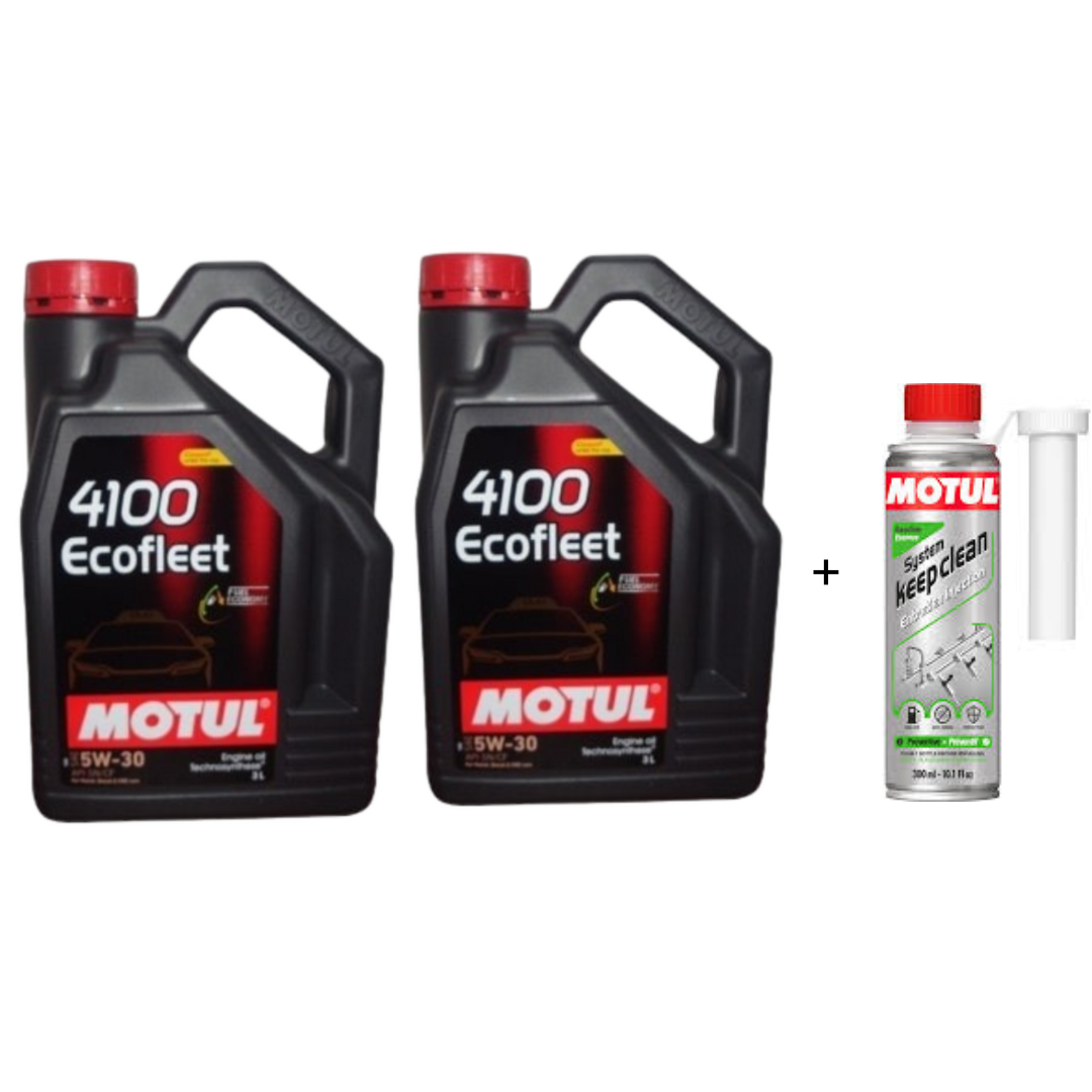Motul 4100 Ecofleet 5W30 6L and Petrol System Clean Combo