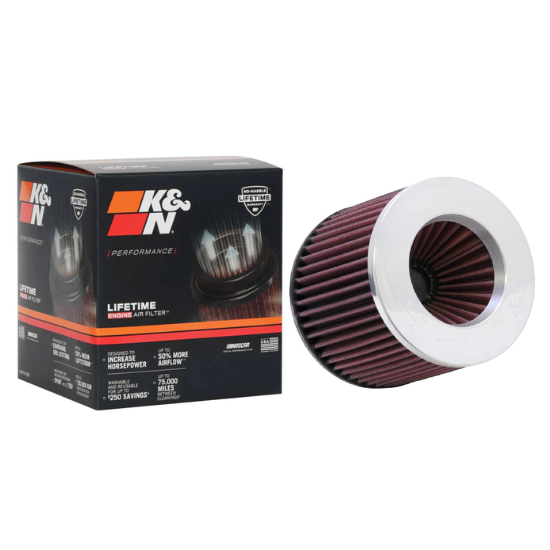 K&N High - Flow Original Universal Air Filter Polished Top (RR-3003) For Car
