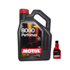 Motul 8000 PERFOMAX 5W-40 Oil 4L & Petrol System Clean Plus 200ml Combo
