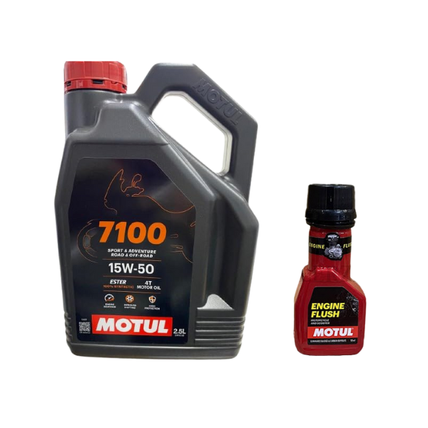 Motul 7100 4T 15W50 2.5L + Engine Flush Combo