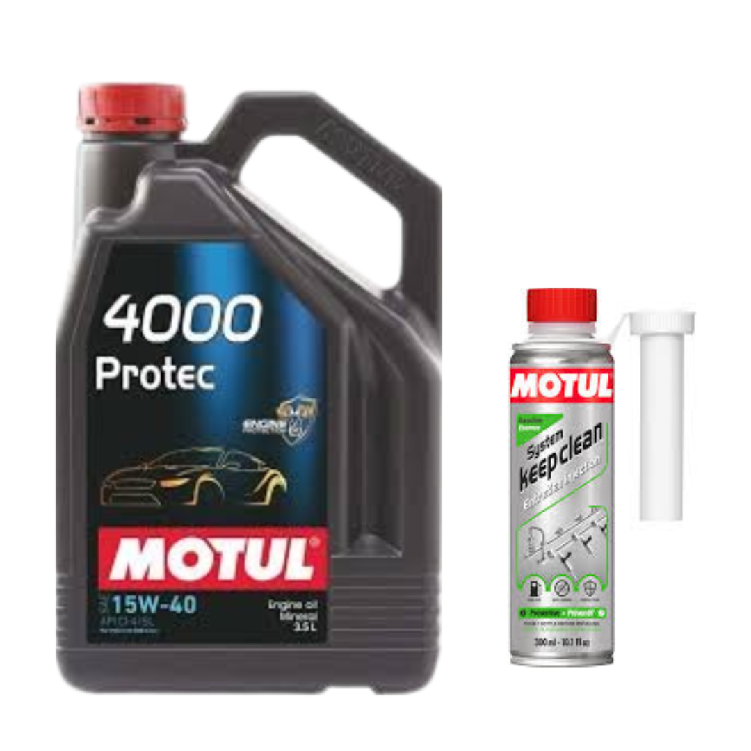 Motul 4000 15W40 3.5L and Petrol System Clean Combo
