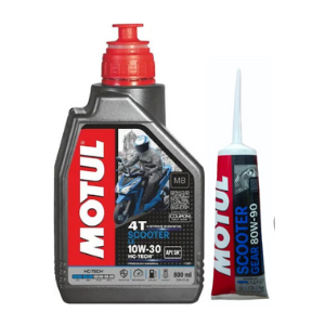 Motul Scooter LE 10W-30 Engine Oil (1L) & Gear 80W90 (120ml) Combo