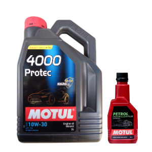 Motul 4000 PROTEC 10W-30 (3L) & Petrol System Cleaner 200ml COMBO