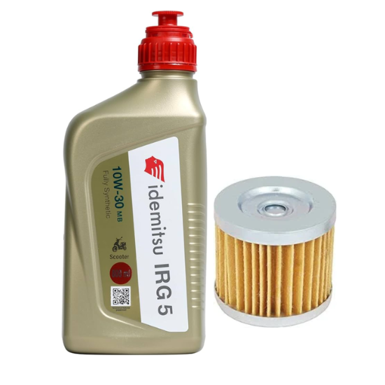 Idemitsu IRG5 10W-30 MA2 Fully Synthetic Petrol Engine oil 800ml Bottle Pack of 1 With Oil Filter For Apache & Suzuki (Access 125) Combo