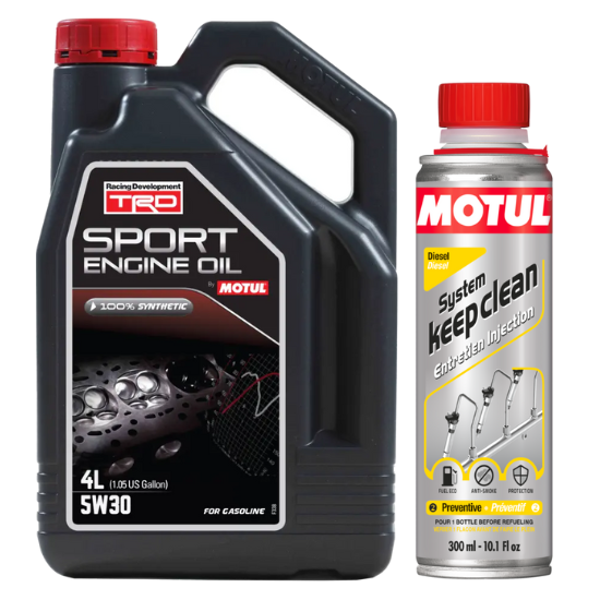 Motul Racing Development TRD Sport 5W-30 100% Synthetic Engine Oil (4L) With Diesel System Keep Clean 300ml Combo
