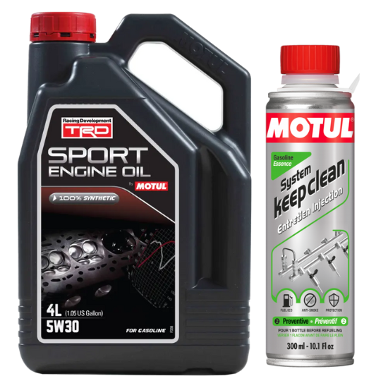 Motul Racing Development TRD Sport 5W-30 100% Synthetic Engine Oil (4L) With Petrol System Keep Clean Gasoline 300ml Combo